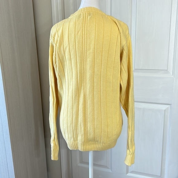 Bill Blass Yellow Crew Neck Cable Sweater Sz M - Picture 4 of 7